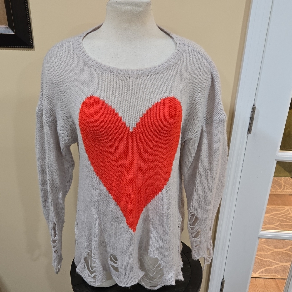 Wildfox Gray Sweater with Red Heart!!